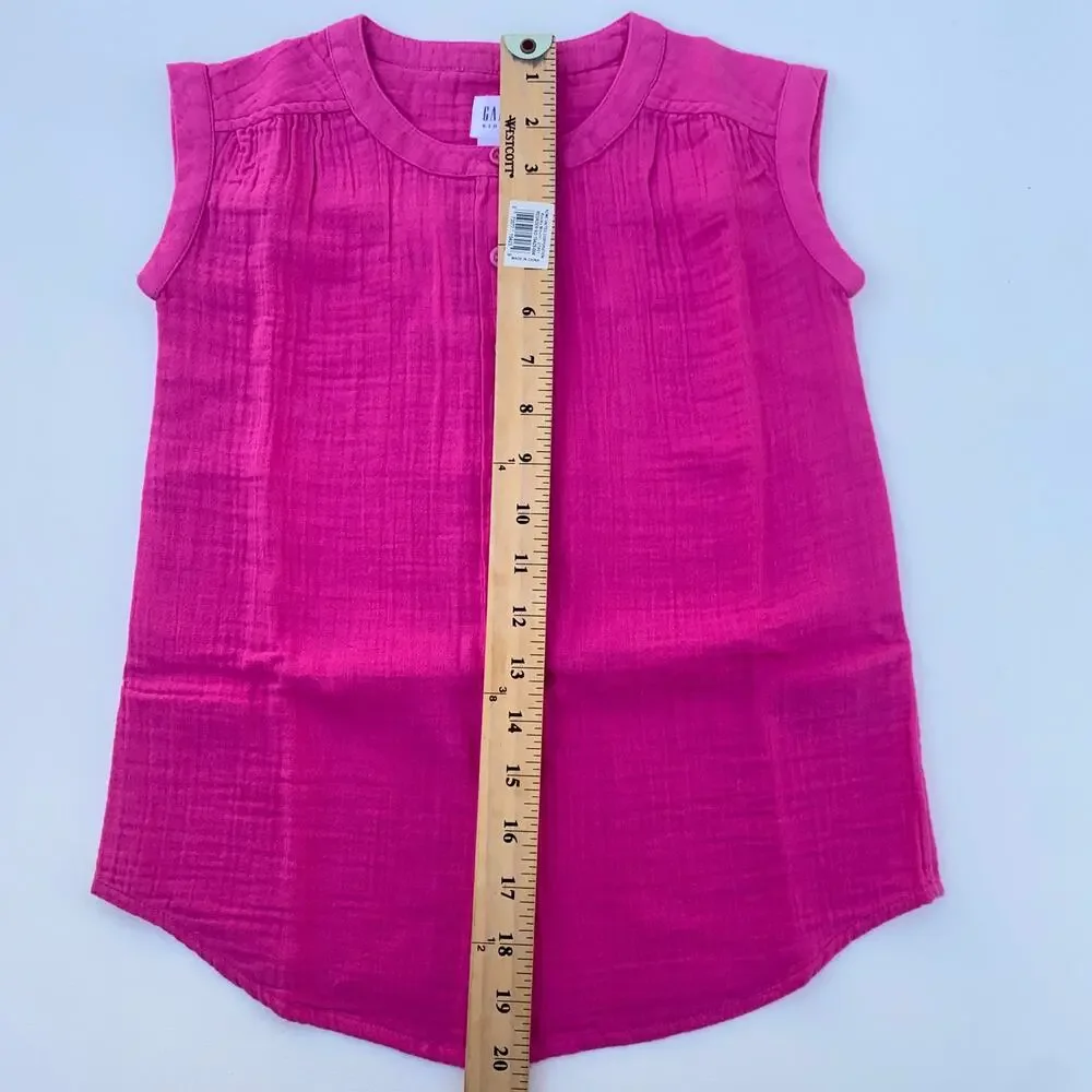 NWT GAP Kids Crinkle Supersoft Cotton Gauze Tunic Dress Phoebe Hot Pink XS 4-5